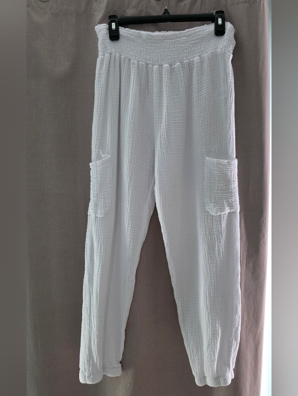 4Our Dreamers White Cotton/Gauze  Beach Pants Size Large